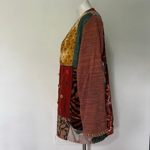 Vintage velvet silk Patchwork chore coat jacket - Picture 4 of 7